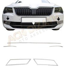Ack Dizayn Skoda Superb 2015-2019 Ön 2'li Krom Seti ( Sis Çerçevesi + Ön Tampon Çıtası) A+