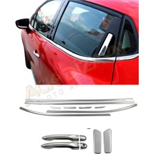Ack Dizayn Renault Clio 4 2012-2018 2'li Krom Set Cam Çıtası + Krom Kapı Kol A+