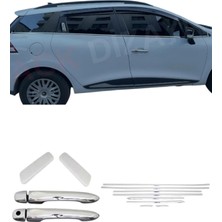 Ack Dizayn Renault Clio 4 Sporttourer Araca Özel Krom Cam Çıtası + Krom Kapı Kol 2'li Set Paslanmaz A+