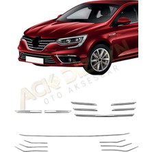 Ack Dizayn Renault Megane 4 2016-2020 Krom Ön Set (Panjur Çıtaları-Tampon Çıtalar-Çamurluk Kromu) A+