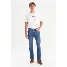 Wrangler W15Q00022317 Koyu Mavi Pamuklu Greensboro Straight Fit Esnek Jean Kot Denim Pantolon