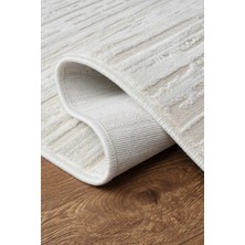 Lexa Home Krem Çizgili Modern Salon Halısı - Tozumaz Antialerjik Oturma Odası Halısı ve Yolluk