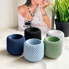 Lenisa Home Lenisa Baklava Desenli Mumluk, Saksı, Kalemlik Dekoratif Biblo Taş Tozu