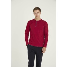 Kly %100 Pamuk Erkek Midi Yaka Pijama Takımı Şık Tasarım - Dış Giyim