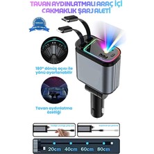 Vothoon LED Işık Tavan Aydınlatmalı 66W 4'1 Çift Kablolu Hızlı Şarj 3.4A Araç Içi Çakmaklık Şarj Aleti