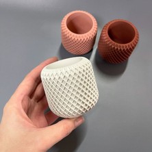 Lenisa Home Lenisa Baklava Desenli Mumluk, Saksı, Kalemlik Dekoratif Biblo Taş Tozu