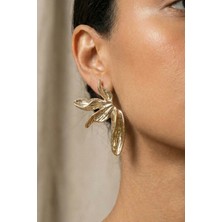 Aurrari Gold Premium Kararmaz Hafif Ayrık Yaprak Küpe