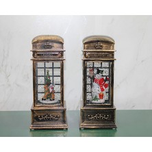 Najmaddin Telefon Kulübesi Tasarımlı Yılbaşı Temalı Işıklı Müzikli Kar Küresi Model 1