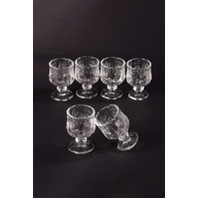 Royaleks Ayaklı Kahve Yanı Bardağı Kristal Kesim Shot Bardak 7cm x 4 cm 6 Lı Set