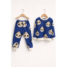 Kokoro Panda Desenli Bebek Takımı – Lacivert Uzun Kollu Sweatshirt ve Eşofman Altı 2’li Çocuk Takım