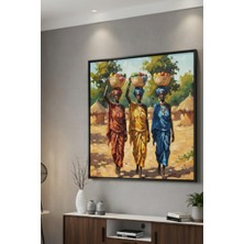 Safir Design Canlı Renk Paletli Etnik Afrika Figürlü Çerçeveli Tablo