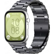 Mi7a Huawei Watch Fit 3 / Fit 4 / Fit 4 Pro Uyumlu Paslanmaz Çelik Metal Baklalı Kordon