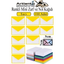 Artlantis Sarı Mini Zarf 7x9 cm Not Kağıtlı 100 Adet Küçük Sarı Zarf Mektup Oyun Zarfı Doğum Günü Dilekleri Zarfı Canlı Renk