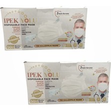 İpekyolu Tek Kullanımlık Maske 3 Katlı Telli Meltblownlu  50'li Kutu - Beyaz x 2 Kutu