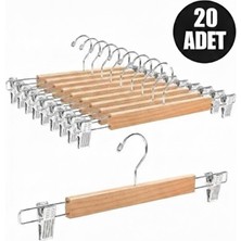 Dystopia 20 Adet- Elbise Askısı Ahşap Askılık Mandallı Etek Askısı