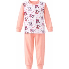 Remsa Kız Çocuk Pamuklu Desenli Pijama Takımı 6068-07 Somon