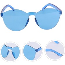 Sert Mika Oval Şekilli Çerçevesiz Mavi Gözlük Retro Parti 5X14 cm