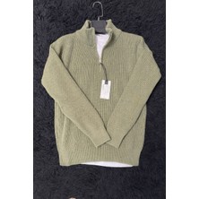 More Black Comfort Regular Fit Rahat Kalıp Fermuarlı Dik Yaka Basic Düz Sweatshirt