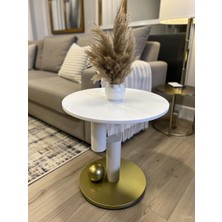 Yan Sehpa orta sehpa taban gold üst beyaz