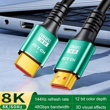 Ata Elektronik 1.5 Metre 2.1V HDMI Metal Başlık Kablo 8k 2.1V HDMI 4K Ethernet 48 Gbps HDMI Kablo 8k Ultra Hd 2.1V 48GBPS Altın Kaplama