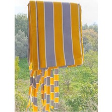 Shy Tekstil Lüks 1.sınıf Su Geçirmez Sarı Gri Balkon Perdesi Üst Kornişli Yan ve Alt Bağcıklı