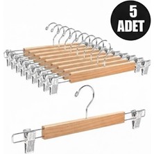 Dystopia 5 Adet Elbise Askısı Ahşap Askılık Mandallı Kıyafet Askısı Etek Askısı Mandallı Pantolon Askısı