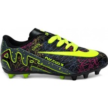 Modayak Walked Siyah Sarı Çorapsız Dişli Halı Saha Krampon Futbol Ayakkabısı