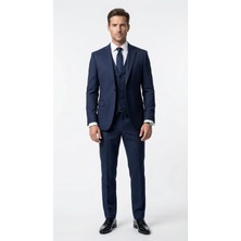 Plus Scorpion Erkek Klasik Slim Fit Armürlü Kumaş Tek Düğmeli Çift Yırtmaçlı Klasik Yaka Takım Elbise 7  Drop