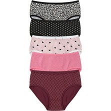 Exlove Kadın 5'li Paket Pamuklu Desenli Slip Külot Seti - Mix Color