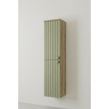 Adn Dizayn Banyo Boy Dolabı-Asma Dolap -Gövde Doğal Kaplama Mdf- Yeşil-Boy Dolab