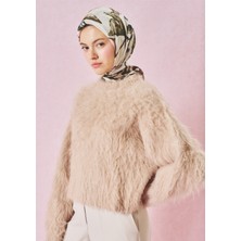 Fresh Brown Love In Bloom Desen Floş Viskon Eşarp