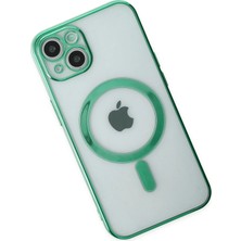 AyrStore Newface Iphone 14 Kılıf Magneticsafe Lazer Silikon - Haki Yeşil