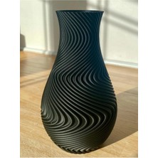Modern Dalga Desenli Dekoratif Vazo | 3D Baskı Pla Şık Tasarım Çiçeklik