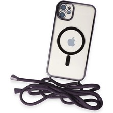 AyrStore Newface Iphone 11 Kılıf Divo Lazer Askılı Magsafe Kapak - Derin Mor