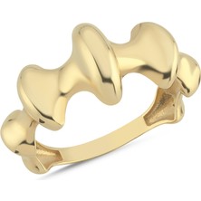 Zeya Kuyumculuk 14 Ayar Altın Kabartmalı Dalga Yüzük