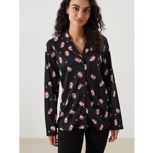 Lc Waikiki Yeni Sezon Gömlek Yaka Desenli Kadın Pijama Üstü
