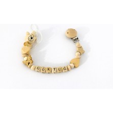 Shopfocus Kişiye Özel Isimli-Emzik Askısı ZİNCİRİ-%100 Doğal Organik Ahşap-Yeni Doğan-Hediyelik-Çocuk