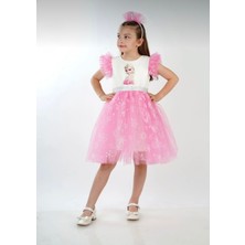 Butik Kız Çocuk Barbie Desenli Tütü Detaylı Elbise