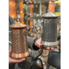 Maraş Bakırcılık - 2 Litre El Işçiliği Oyma Işlemeli Kalın Bakır Sürahi 1 mm – Içi Kalaylı – Nikel Kaplama Veya Bakır Kaplama Seçenekli