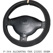 PINUKS Direksiyon Kılıfı Poşetli Geçme 38CM Alcantra Tek Çizgi Bej Oto Aksesuar Premium