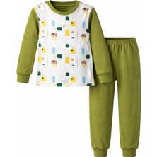 Remsa Çocuk Pamuklu Desenli Pijama Takımı 6068-03 Fıstık Yeşil