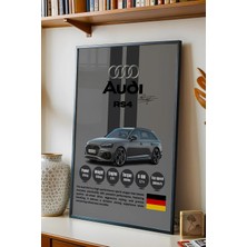 E2 Nova Audi Rs4 Premium Spor Araba Çerçeveli Tablo - Teknik Özellikli Otomobil Sever Duvar Dekoru