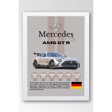 E2 Nova Mercedes Amg Gt R Premium Spor Araba Çerçeveli Tablo - Teknik Özellikli Otomobil Sever Duvar Dekoru