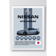 E2 Nova Nissan Gt-R Nismo Premium Spor Araba Çerçeveli Tablo - Teknik Özellikli Jdm Duvar Dekoru
