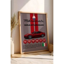 E2 Nova Maserati Granturismo Premium Araba Tablosu - Teknik Özellikli Italyan Otomobil Duvar Dekoru