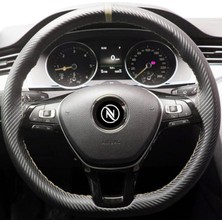 PINUKS Direksiyon Kılıfı Dikmeli Karbon Yüzük Krem Bej Ip Oto Aksesuar Premium