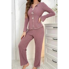 Homay 2’li Fiyonk Detaylı Ribanalı Pamuklu Pijama Takımı
