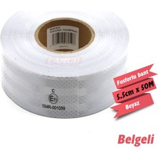 PINUKS Reflektif Petekli Fosfor Bant 5.5CMX50M Beyaz Belgeli Oto Aksesuar Premium