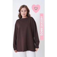 Mermaya Premium Kalite Iki Iplik Kumaş, Siyah, Oversize , Kadın Sweatshirt (40-46 Beden Arası Için Uygundur)