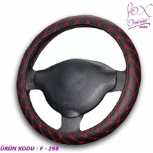PINUKS Direksiyon Kılıfı Poşetli Geçme 46CM Nakışlı Kırmızı Oto Aksesuar Premium